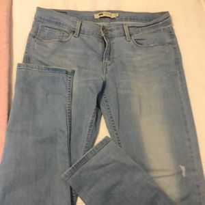 Levi 524 skinny light blue jeans